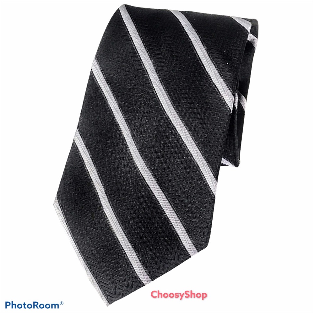 Silk Tie PRONTO UOMO Black & White Striped 4”Wide